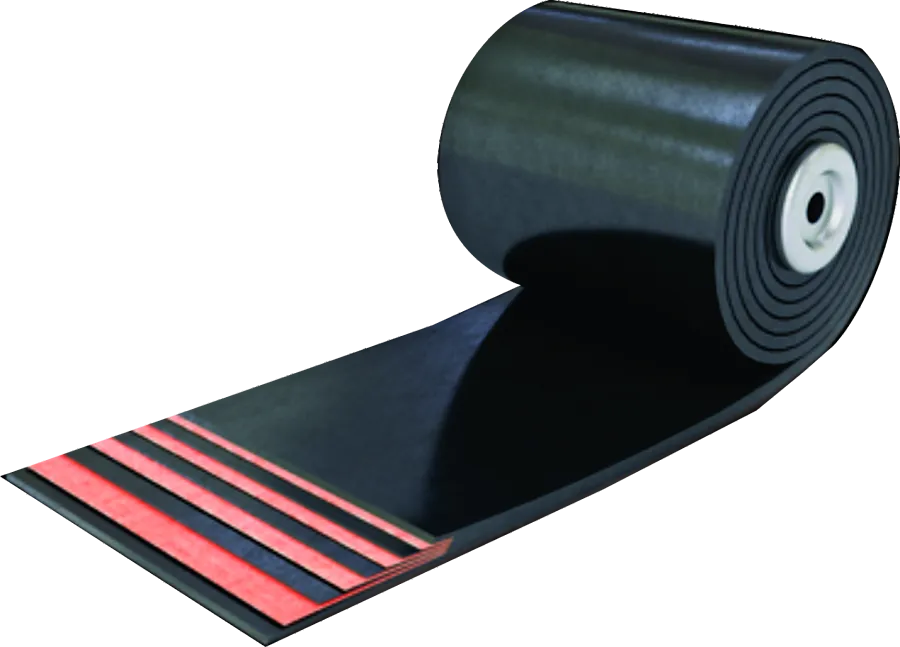 Multi-ply rubber conveyor belt roll